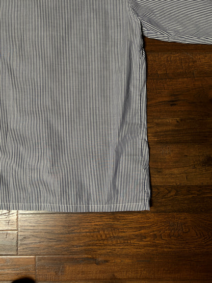 Vintage Christian Dior Monsieur Cotton Blend Pajama Shirt - Blue Pinstripe Top - X-Large