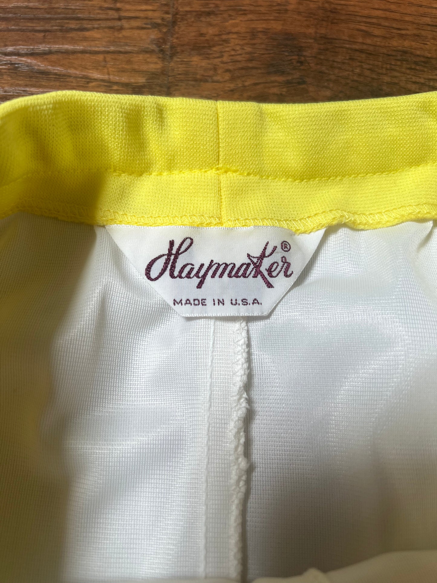 Vintage Clothing - A-Line Above Knee Mod Skirt - Yellow and White - Medium - Haymaker