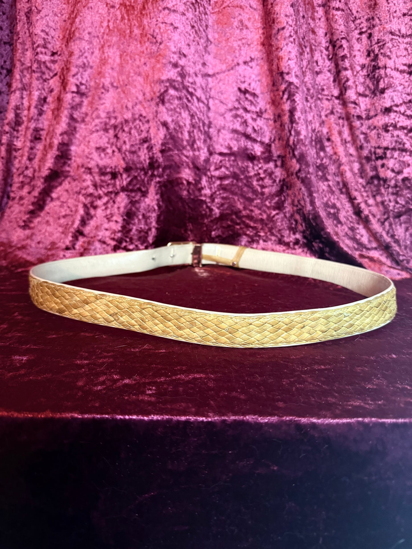 Vintage Accessories - Braided Eel Skin Leather Belt - Tan - M