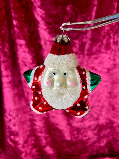 Vintage Christmas - Handblown Glass Ornament - Star Shaped Santa Claus - Discover Channel Store