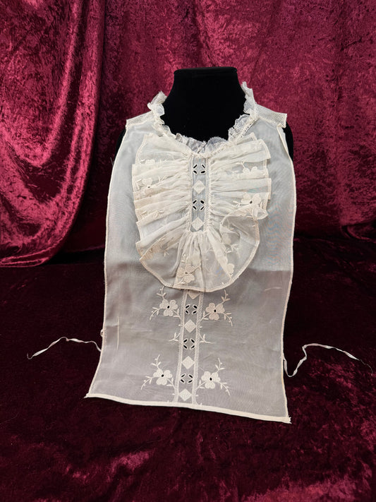 Vintage Hand Embroidered Lace Collar – Victorian Style Ruffled Bib Overlay
