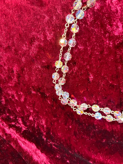 Vintage Jewelry - Italian Rosary - Sterling Silver - Aurora Borealis Faceted Beads - 20.25”