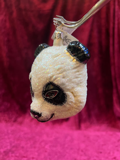 Vintage Christmas - Handblown Glass Ornament - Mini Panda - Slavic Treasures - Made In Poland