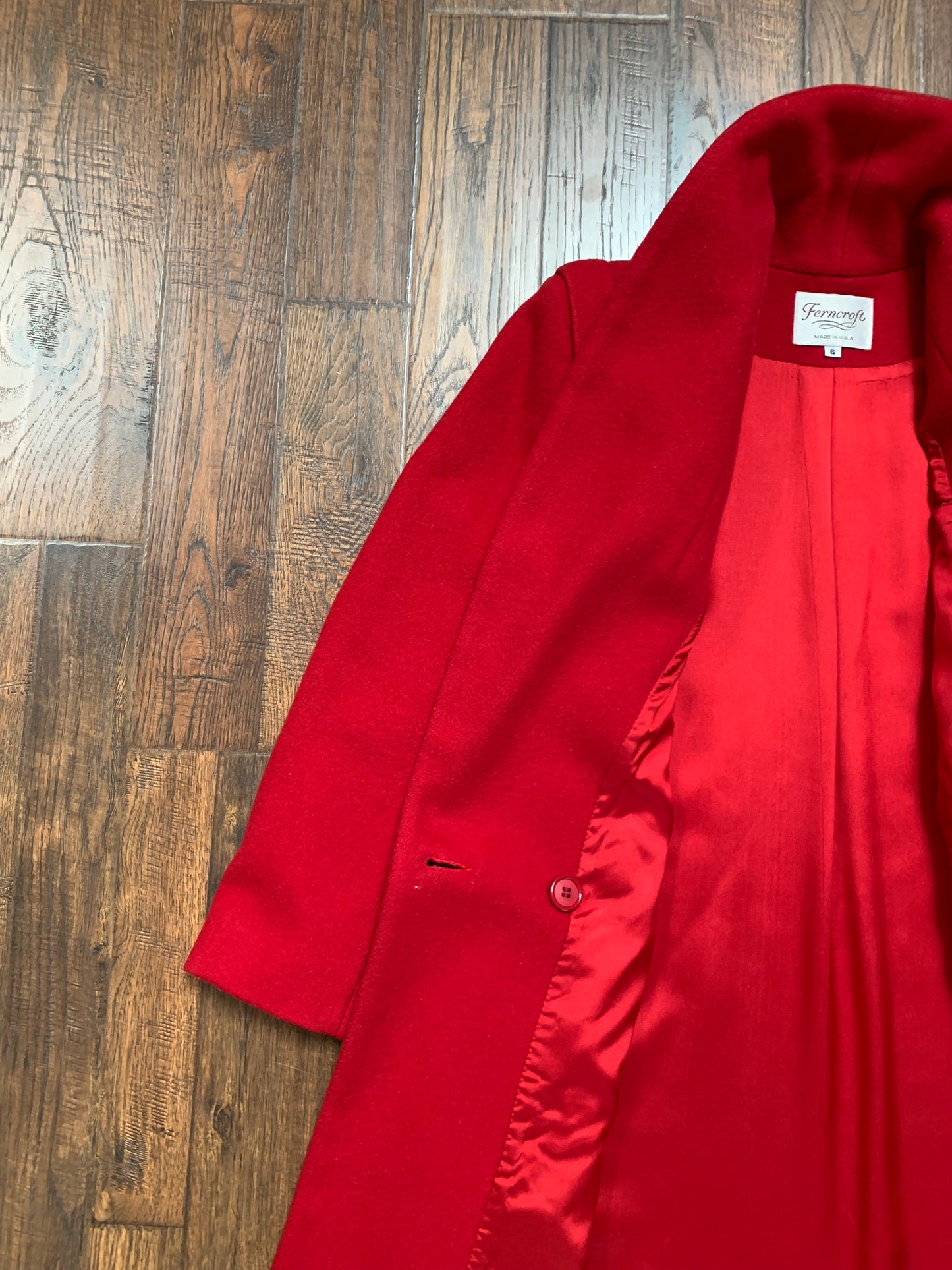 Vintage Clothing - Long Wool Coat - Red - Ferncroft - Small - Made In U.S.A.