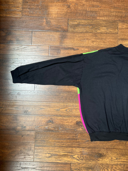 Vintage Clothing - Lightweight Pullover Sweatshirt - 80's Neon Color Block - Ms. Jik - Large