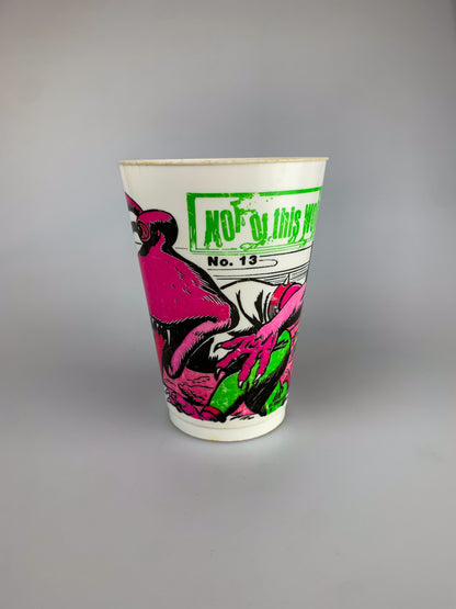 Vintage 1979 Not Of This World Plastic Promotional Slurpee Cup | No. 13 Eyejaws Alien