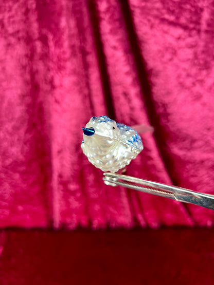 Vintage Christmas - Handblown Glass Clip On Ornament - Blue Bird with Nylon Hair Tail