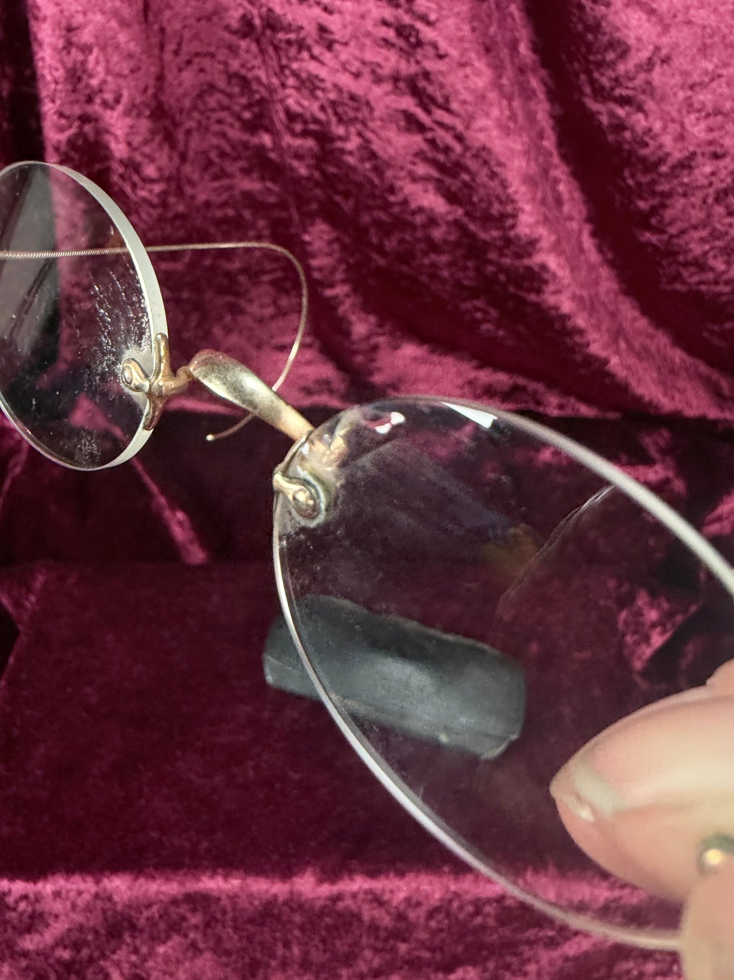 Antique Gold Filled Pince-Nez Eyeglasses – Rimless Spectacles with Chinn-Beretta San Francisco Case