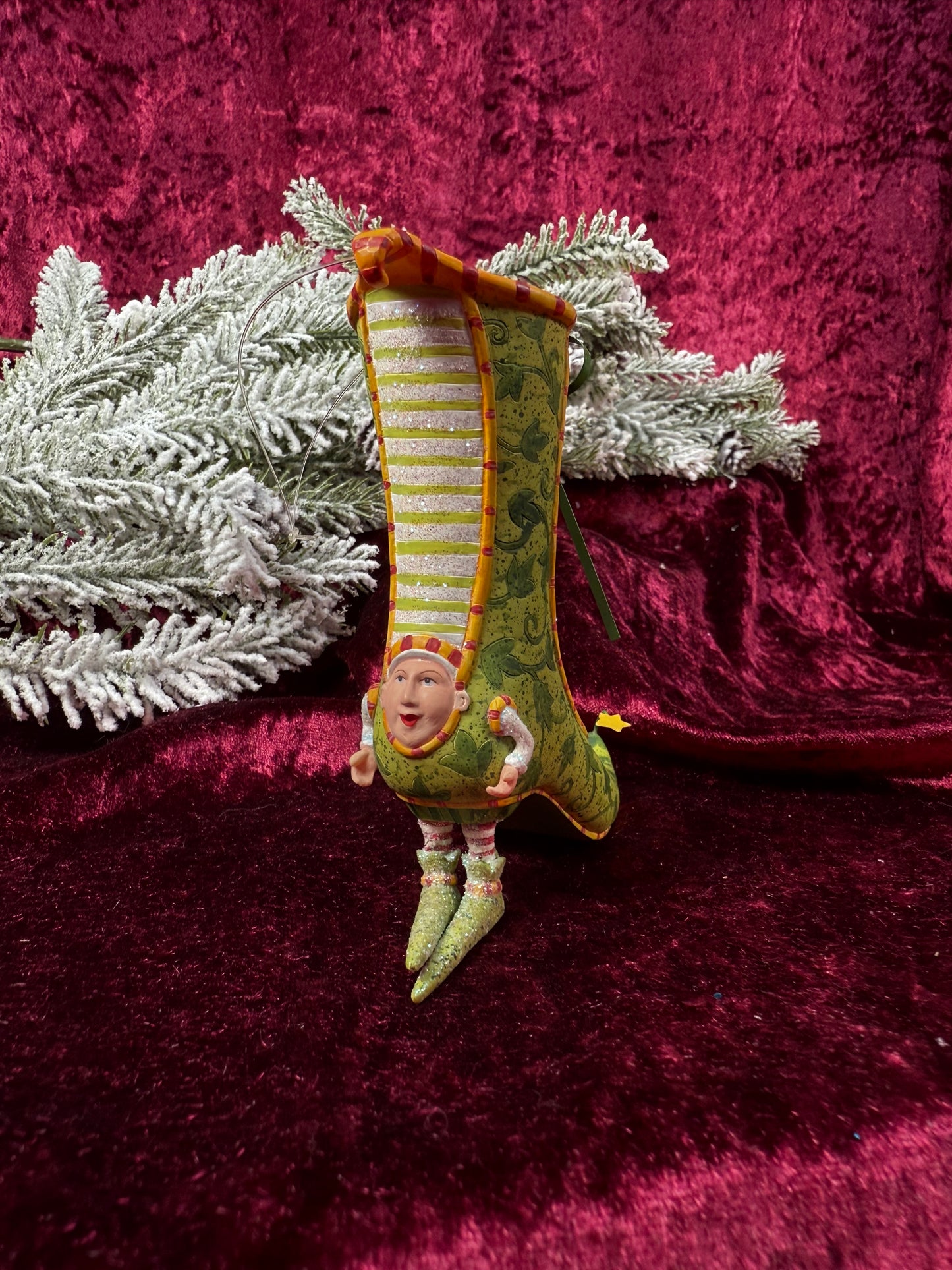 Vintage Christmas Ornament -  Elf In A Victorian Boot - Patience Brewster - Department 56