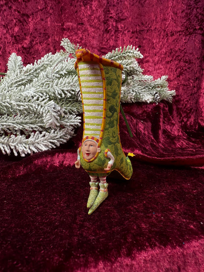 Vintage Christmas Ornament -  Elf In A Victorian Boot - Patience Brewster - Department 56