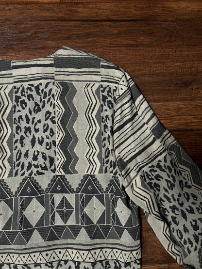 Vintage Signet Acetate Rayon Lightweight Jacket – Geometric Animal Print – Medium