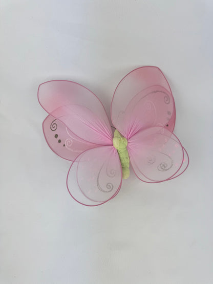 Vintage Nylon Butterfly - Medium - Pink, Gold, and Cream