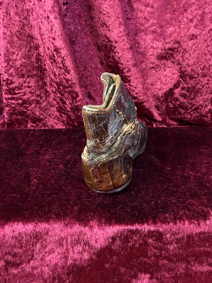 Antique Brown Leather Baby Boot – Victorian Button Up High Top Shoe