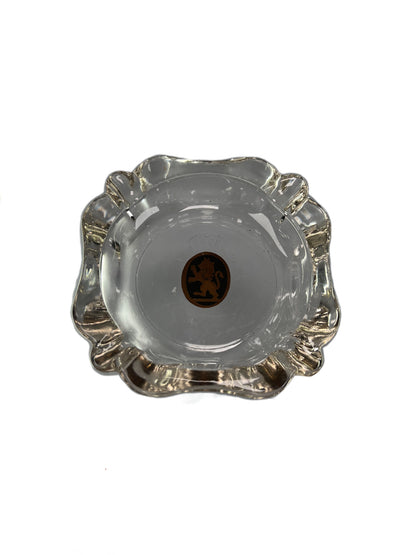 Vintage Ashtray - Belgium Heraldic Lion Crest - Clear Glass