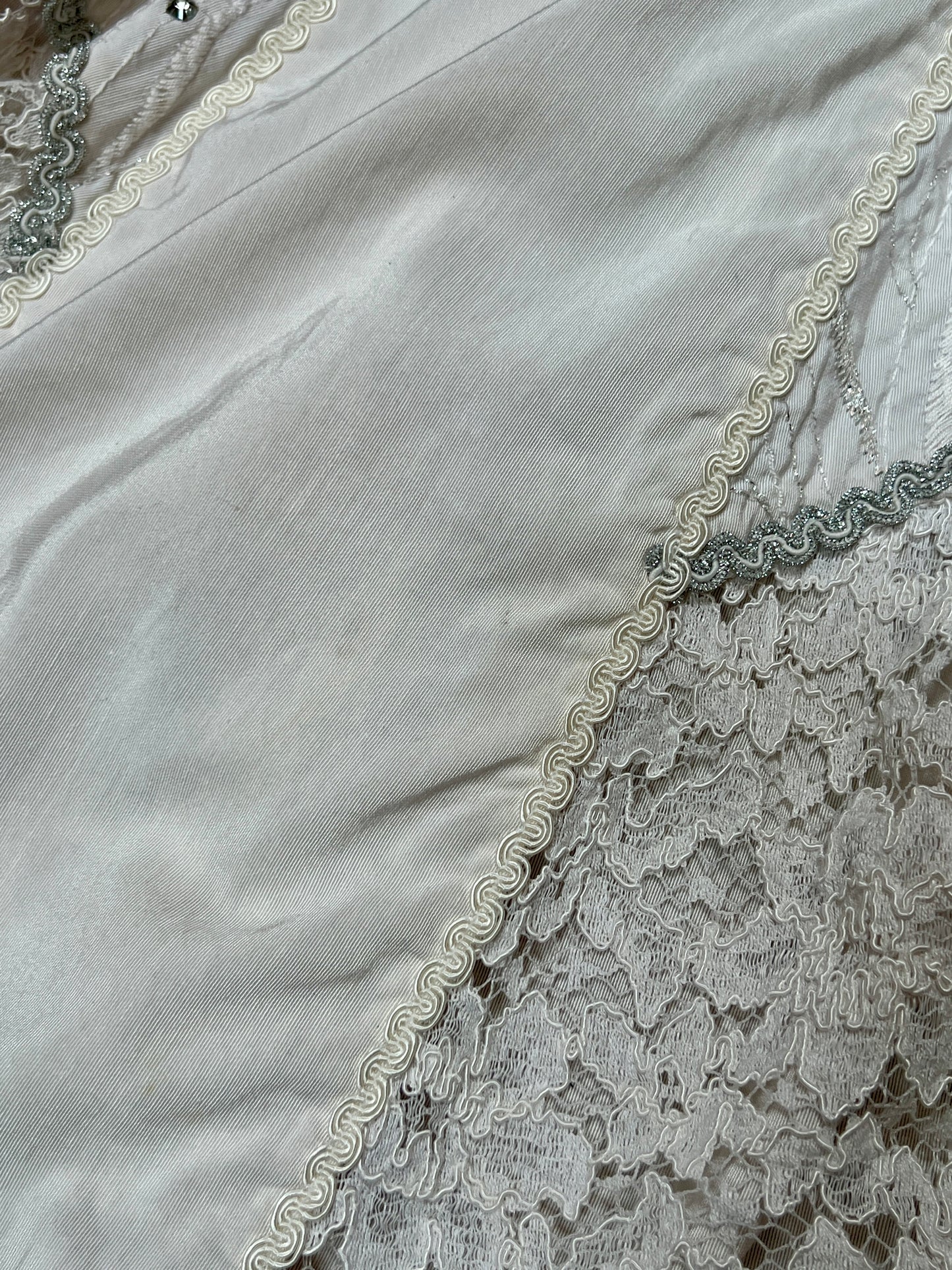 Vintage Romantic Bridal Cotton Lace Flare Midi Skirt - Embroidered Panels - Modelle