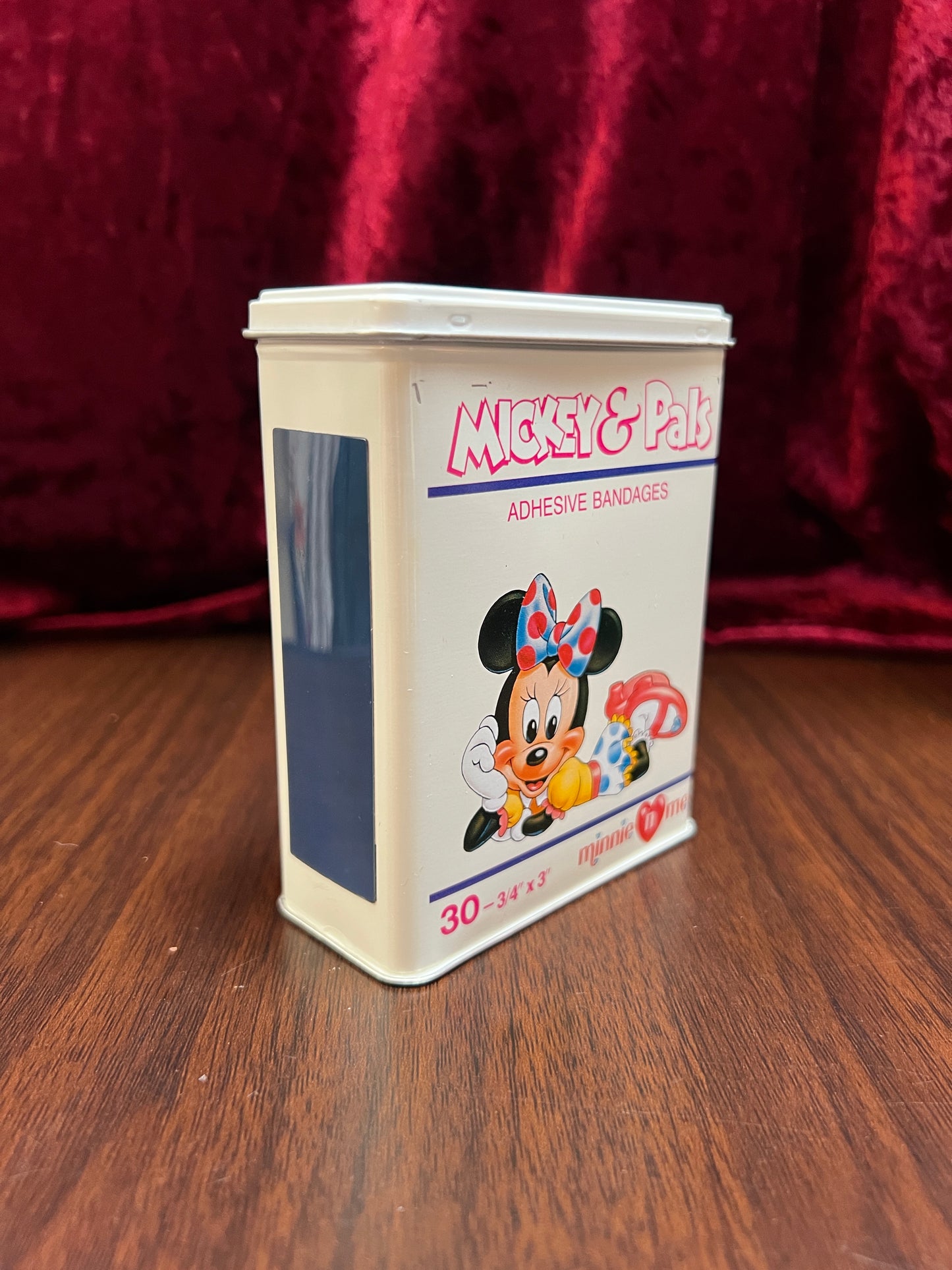 Vintage Advertisement - Metal Storage Tin - Mickey & Pals Adhesive Bandages - Minnie 'N Me - Walt Disney Co.