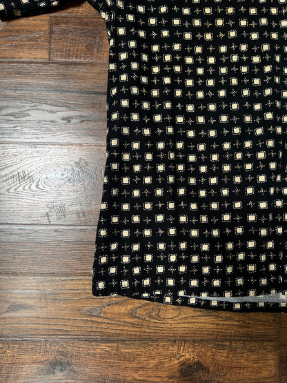 Vintage Pierre Cardin Cotton Shirt – Black and Beige Geometric Print – Size Large