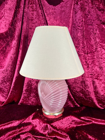 Vintage Lighting - Tabletop Lamp - 1980s Art Deco Revival - Mauve Shell
