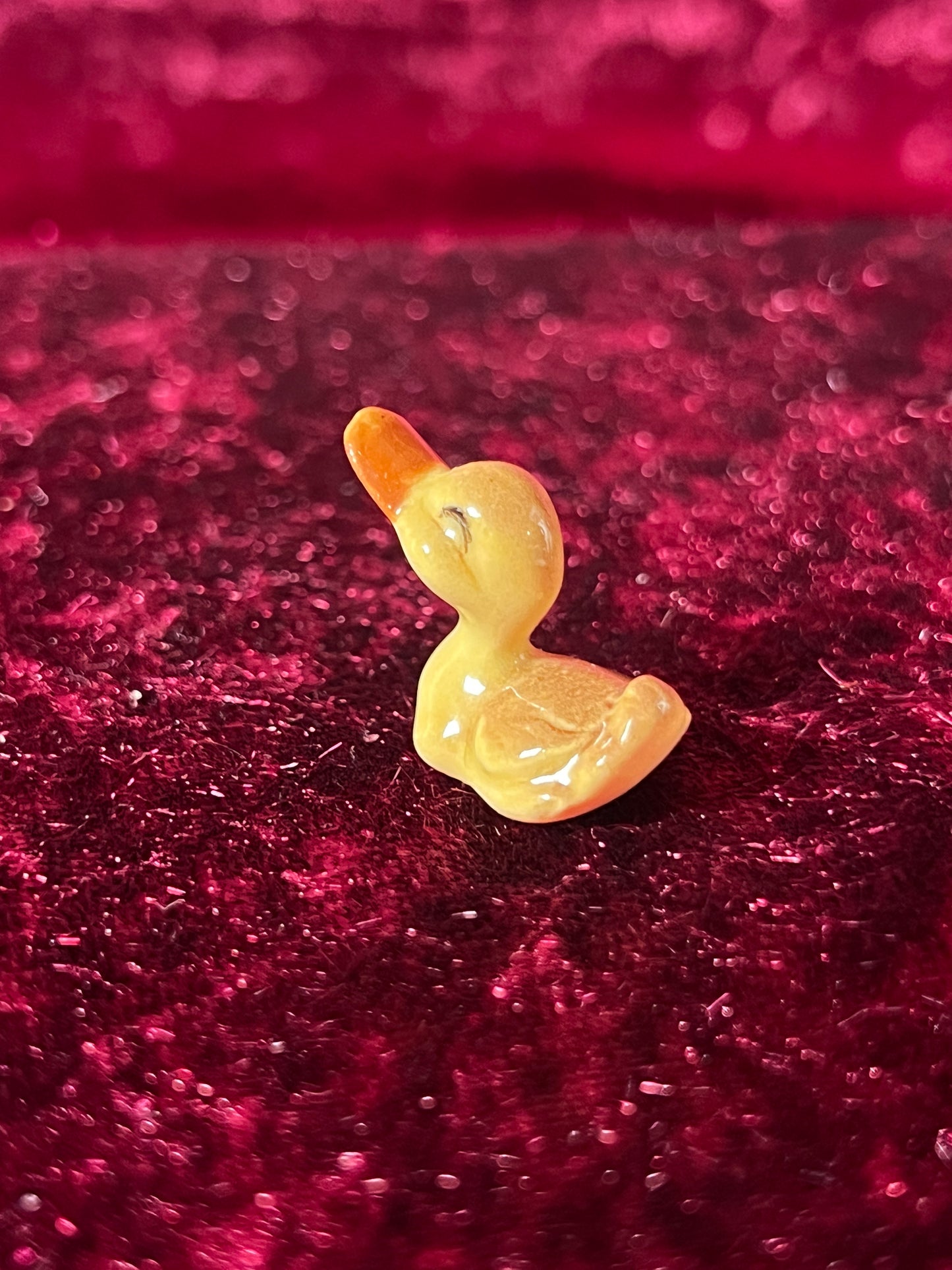 Vintage Figurine - Porcelain Miniature - Tiny Yellow Duck