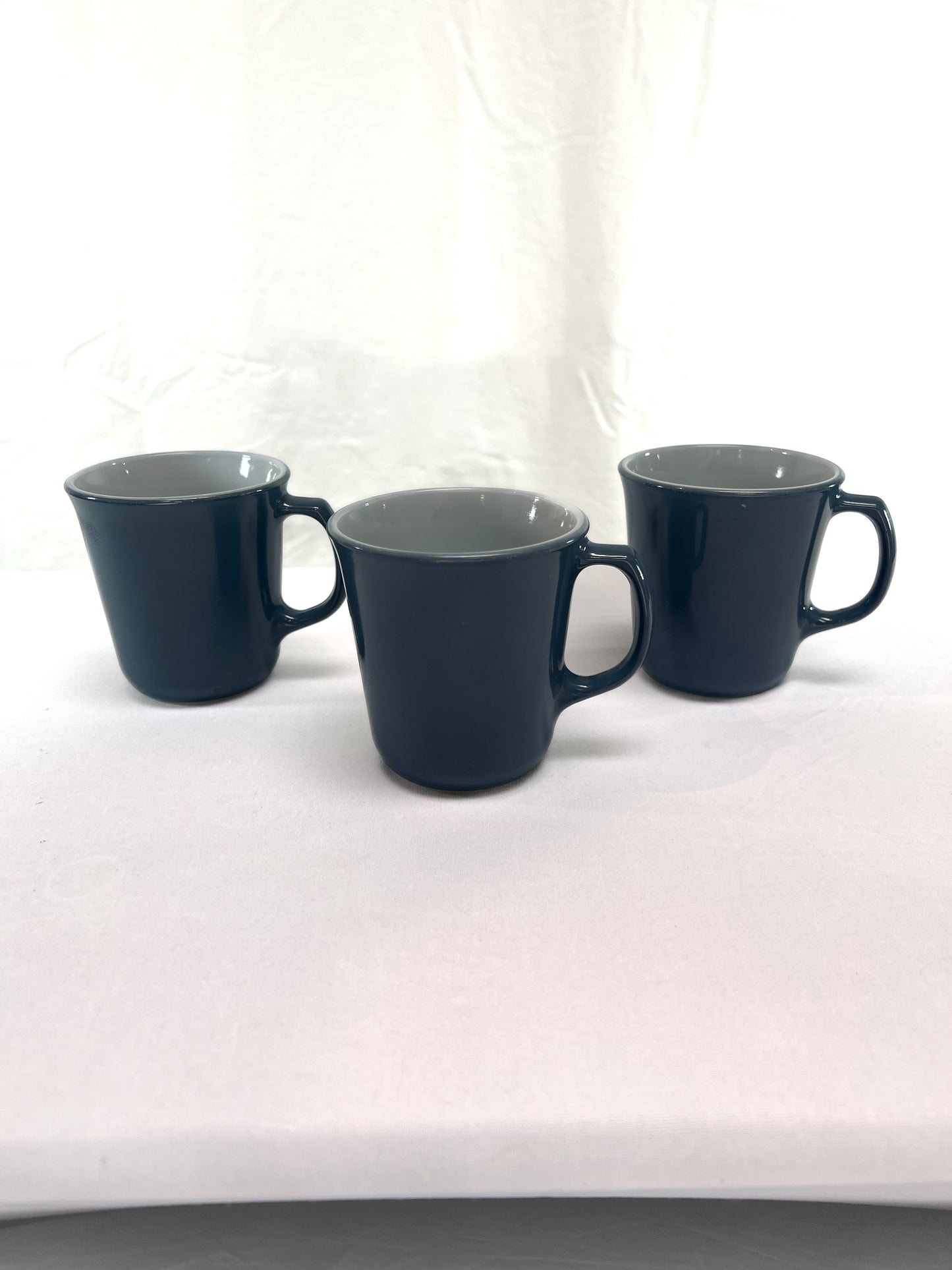 Vintage Mug - Slate Blue Milk Glass - D Handle - Set of 3