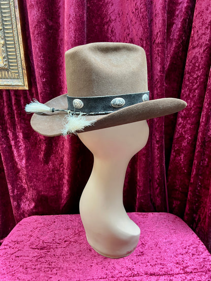 Vintage Brown Wool Cowboy Hat with Silver Conchos – Western Style - Stetson Junior