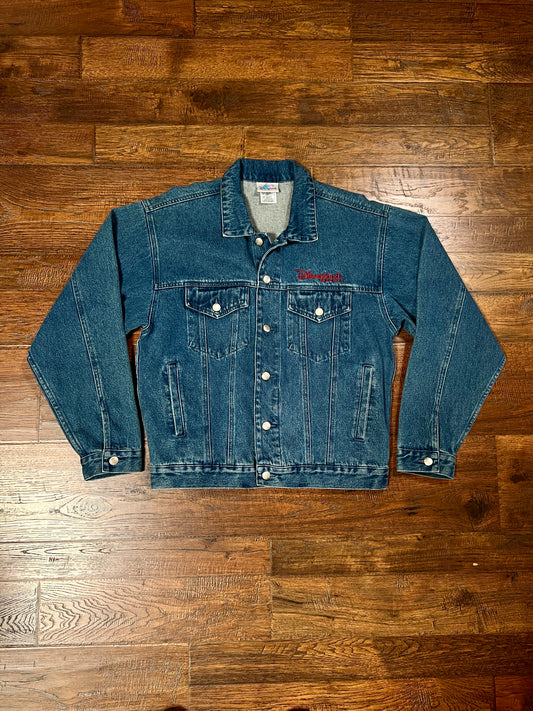 Vintage Cotton Denim Jacket - Disneyland Resort Mickey American Flag Appliqué - Size Small