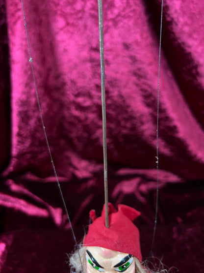 Vintage Marionette Puppet - Ugly Witch Character Folk Art