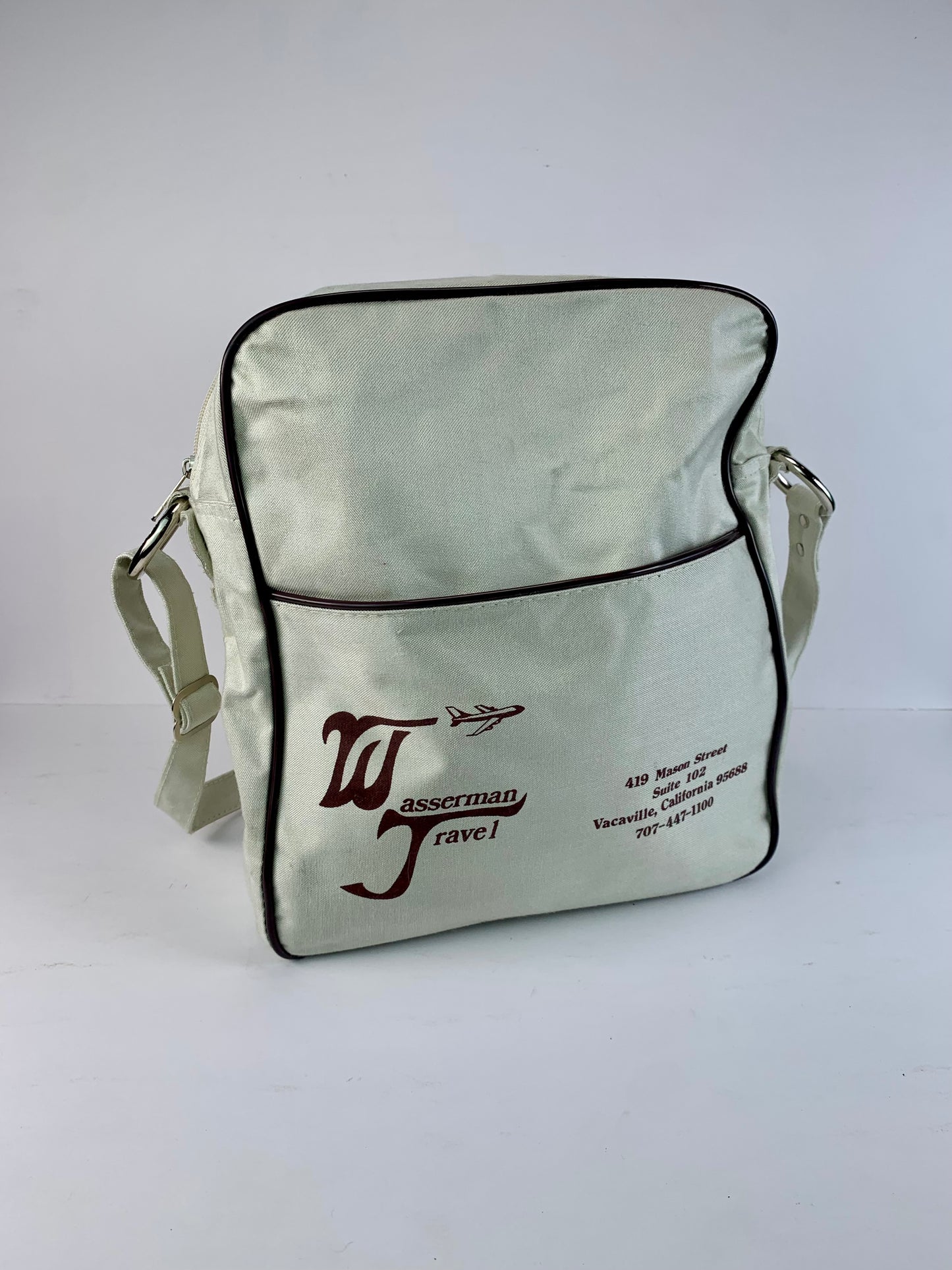 Vintage Purse - Footed Canvas Shoulder Bag - Wasserman Travel Agency - Vacaville, CA