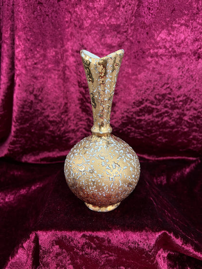 Vintage Ceramic Bud Vase – Dixon Art Studio Gold Textured Mid Century Design