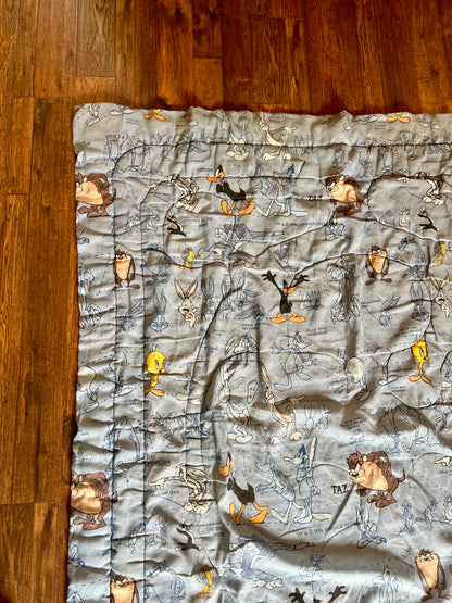 Vintage Linens - Twin Size Comforter - Warner Bros Looney Tunes Characters - 1996 - 82" X 68"