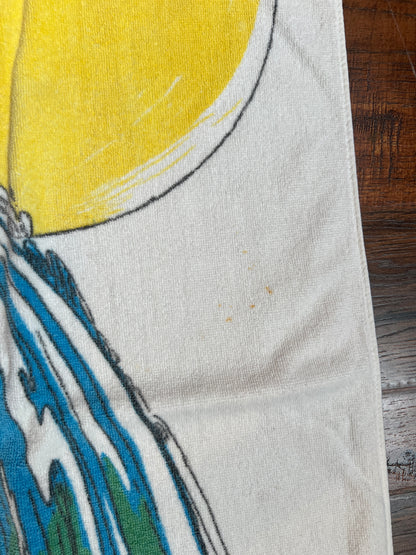 Vintage Linens - Beach Towel - Surfing In Hawaii - Gary Patterson - Thought Factory - 1980