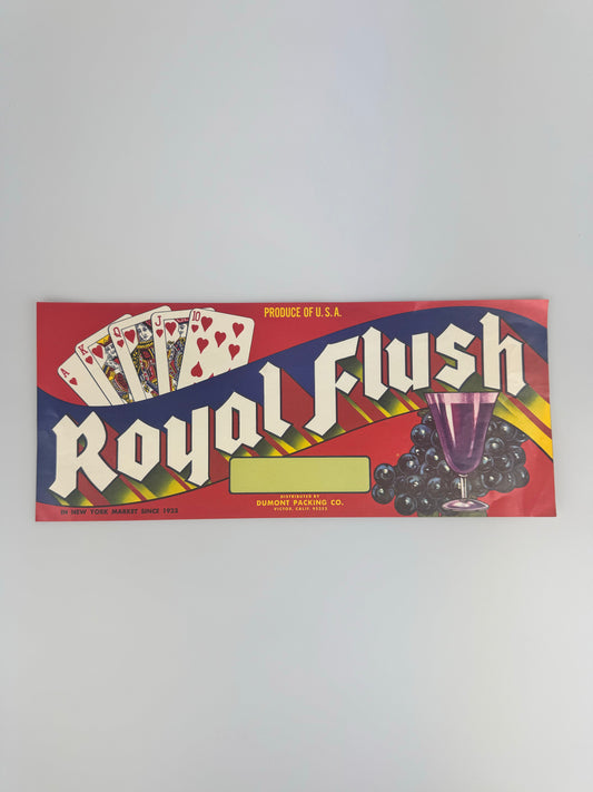 Vintage Produce Crate Advertisement - Royal Flush - Produce of U.S.A.