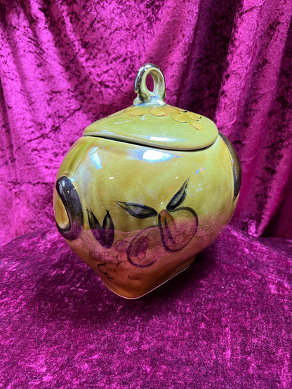 Vintage Kitchen - Ceramic Cookie Jar - Green Grinning Piggy - Los Angeles Pottery