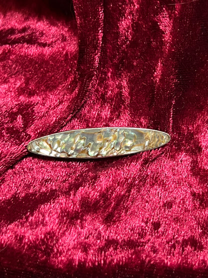 Vintage Jewelry - Antique Victorian Bar Brooch - Sterling Silver - Abalone Shell