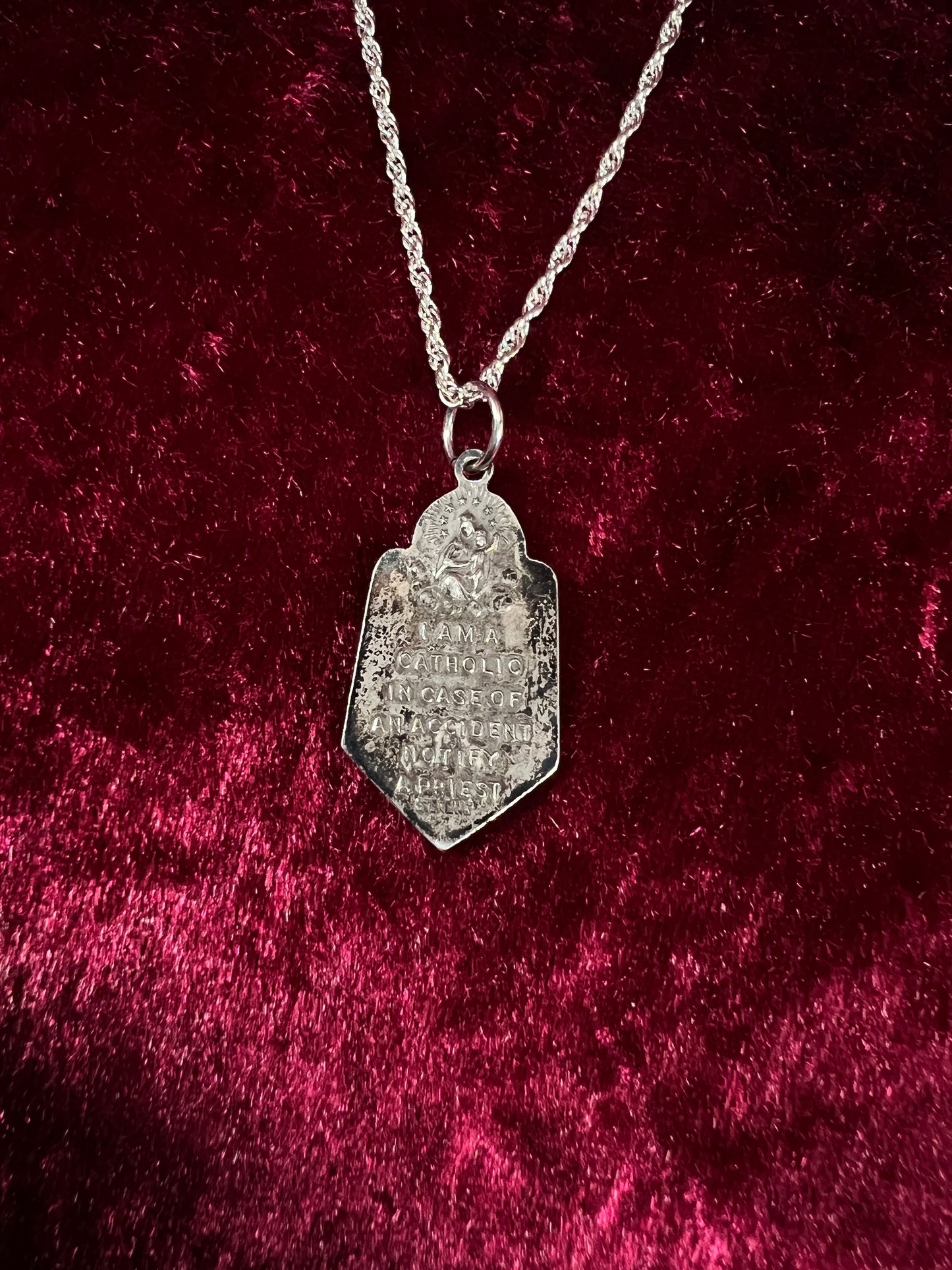 Vintage Sterling Silver Religious Pendant - Saint Christopher Catholic Medal