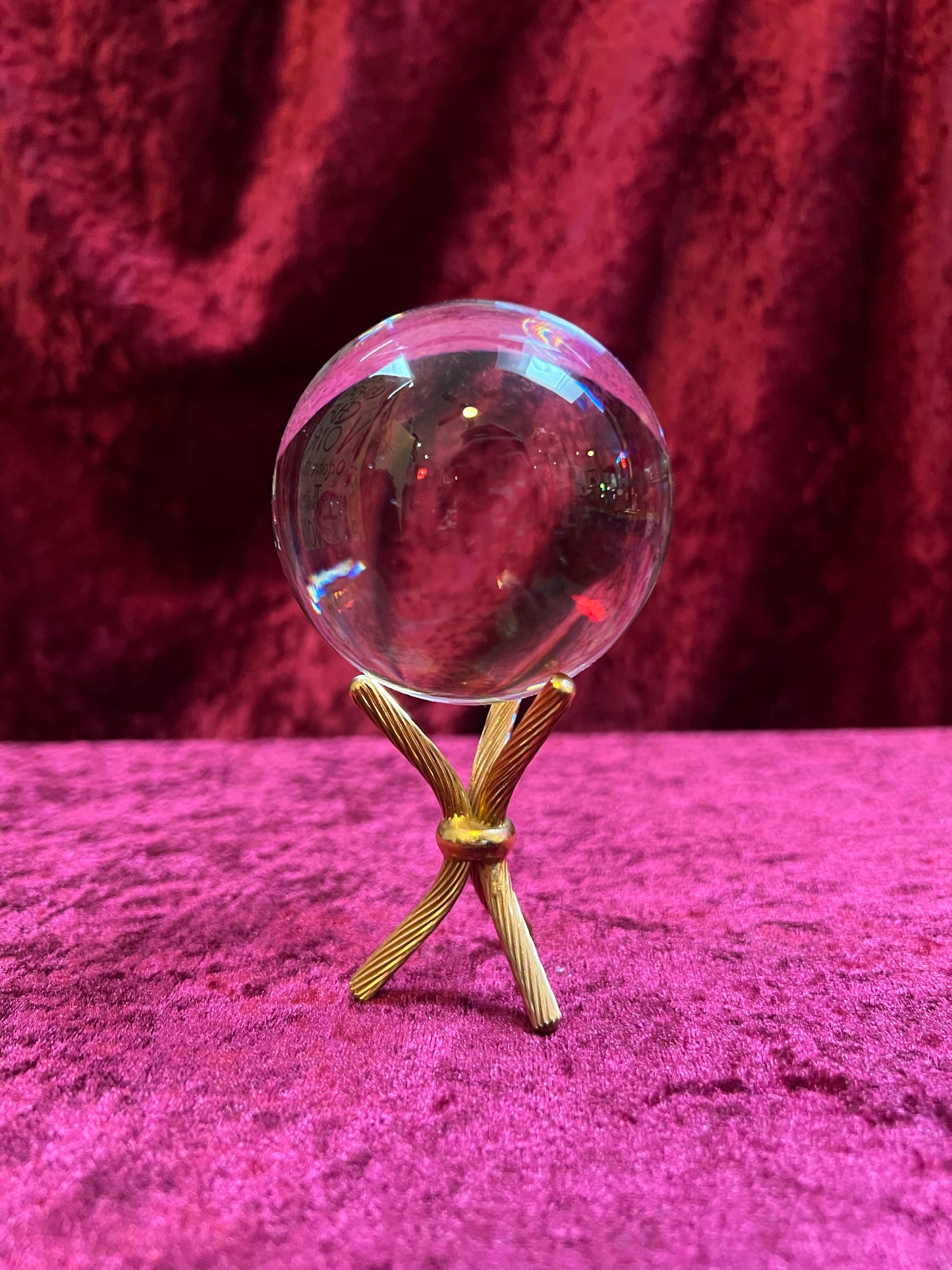 Vintage Curiosities - Crystal Ball with Braided Brass Stand - Small