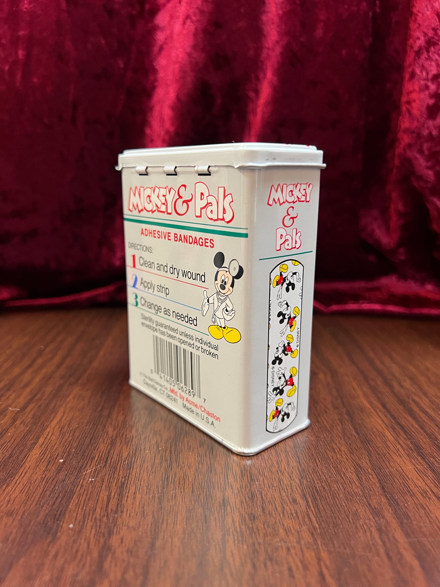 Vintage Advertisement - Metal Storage Tin - Mickey & Pals Adhesive Bandages - Walt Disney Co.
