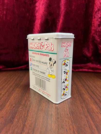 Vintage Advertisement - Metal Storage Tin - Mickey & Pals Adhesive Bandages - Walt Disney Co.