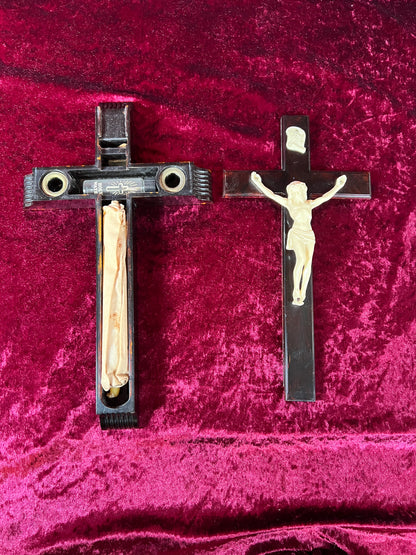 Vintage Religio - Wall Hanging Last Rites Kit - Bakelite Crucifix - 13.75"