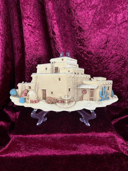 Vintage Wall Plaque Set - Southwestern Mission Church and Adobe Village - Burwood Products