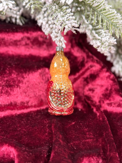 Vintage Christmas - Handblown Mercury Glass Ornament - Yellow Duck - West Germany