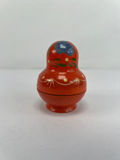 Vintage Trinkets - Russian Matryoshka Nesting Dolls - Orange & Blue - Unsigned