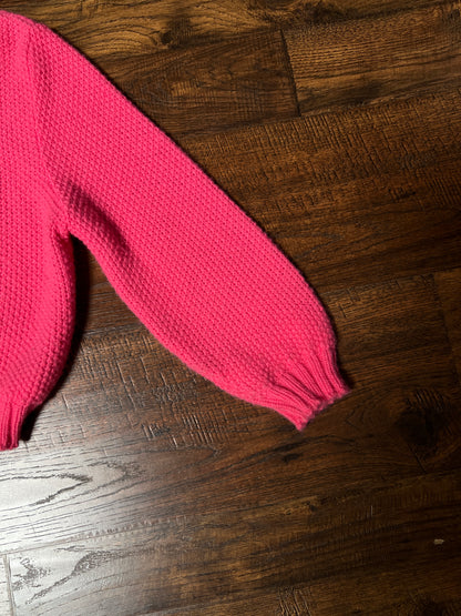 Vintage Catalina Knit Cardigan - Bubblegum Pink White Trim Button Front Sweater - Small