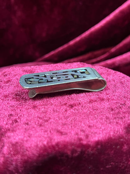 Vintage Accessories - Money Clip - 925 Sterling Silver with Inlaid Abalone Shell - Mexico