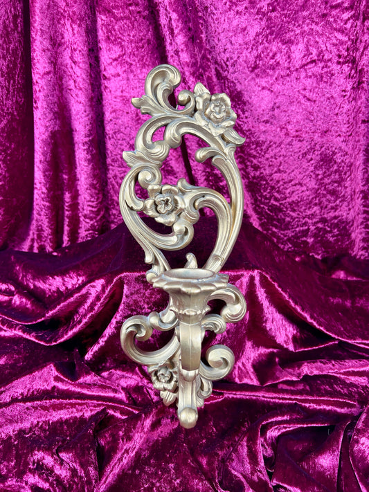 Vintage Home Decor - Wall Candle Holder - Floral Hollywood Regency Style - #4811 - Syroco - #1