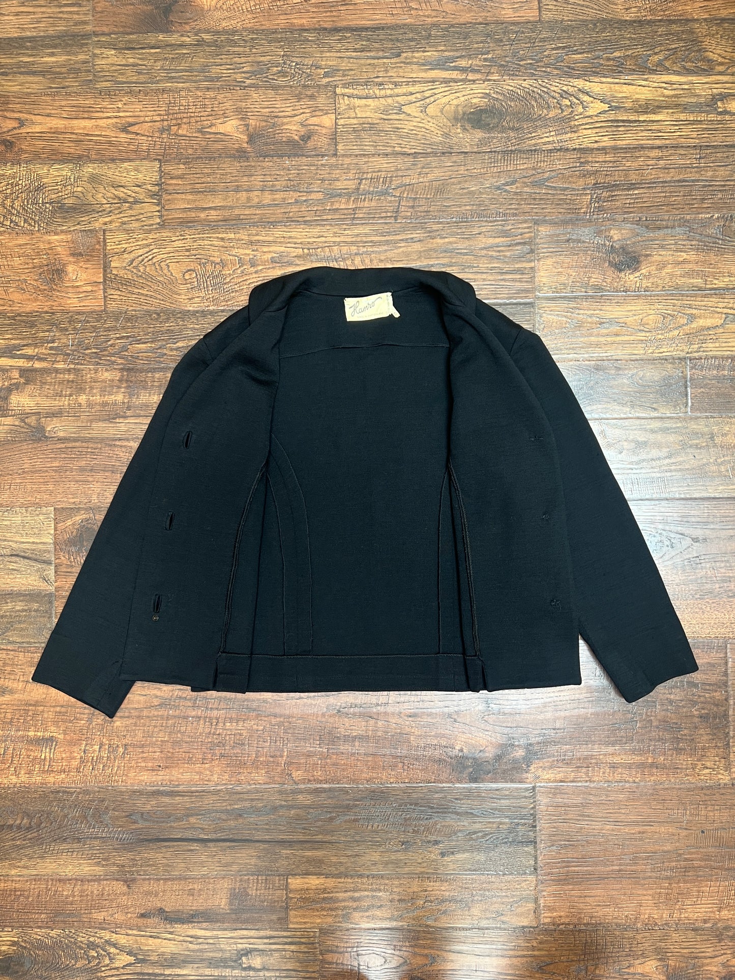 Vintage Clothing - Cropped Blazer - Black - Pure Wool - Medium - Hanro - Made In Switzerland
