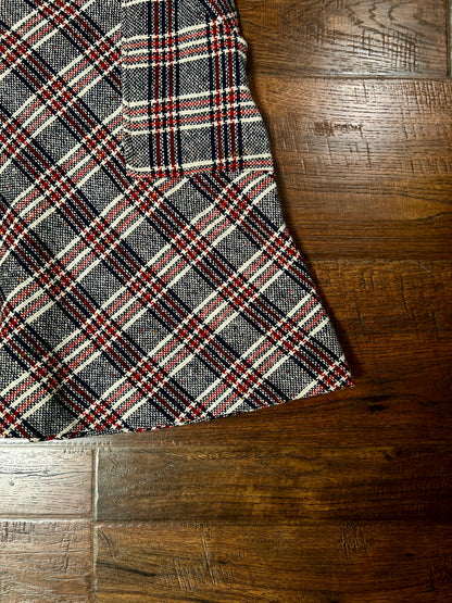Vintage Wool Blend Plaid Skirt - Trousers Up Patch Pocket A-Line - Size Medium