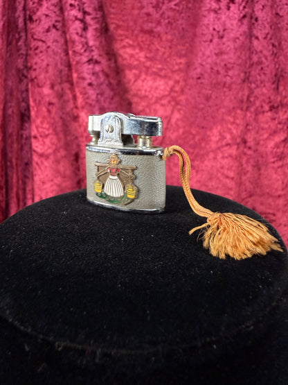 Vintage Metal Pocket Lighter – Dutch Girl Figural Tassel Charm