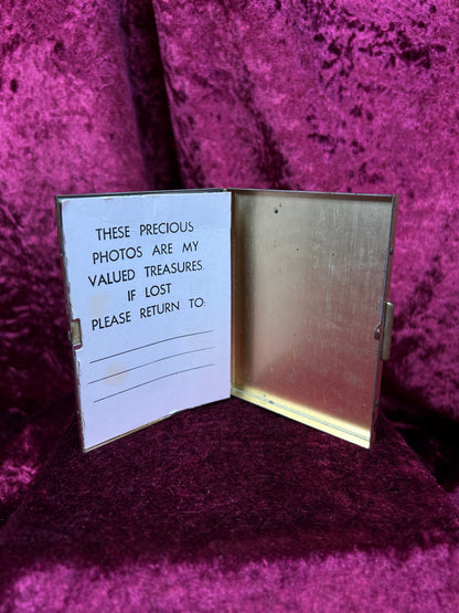 Vintage Metal Pocket Photo Album - The Swing by Fragonard Fabric Cover
