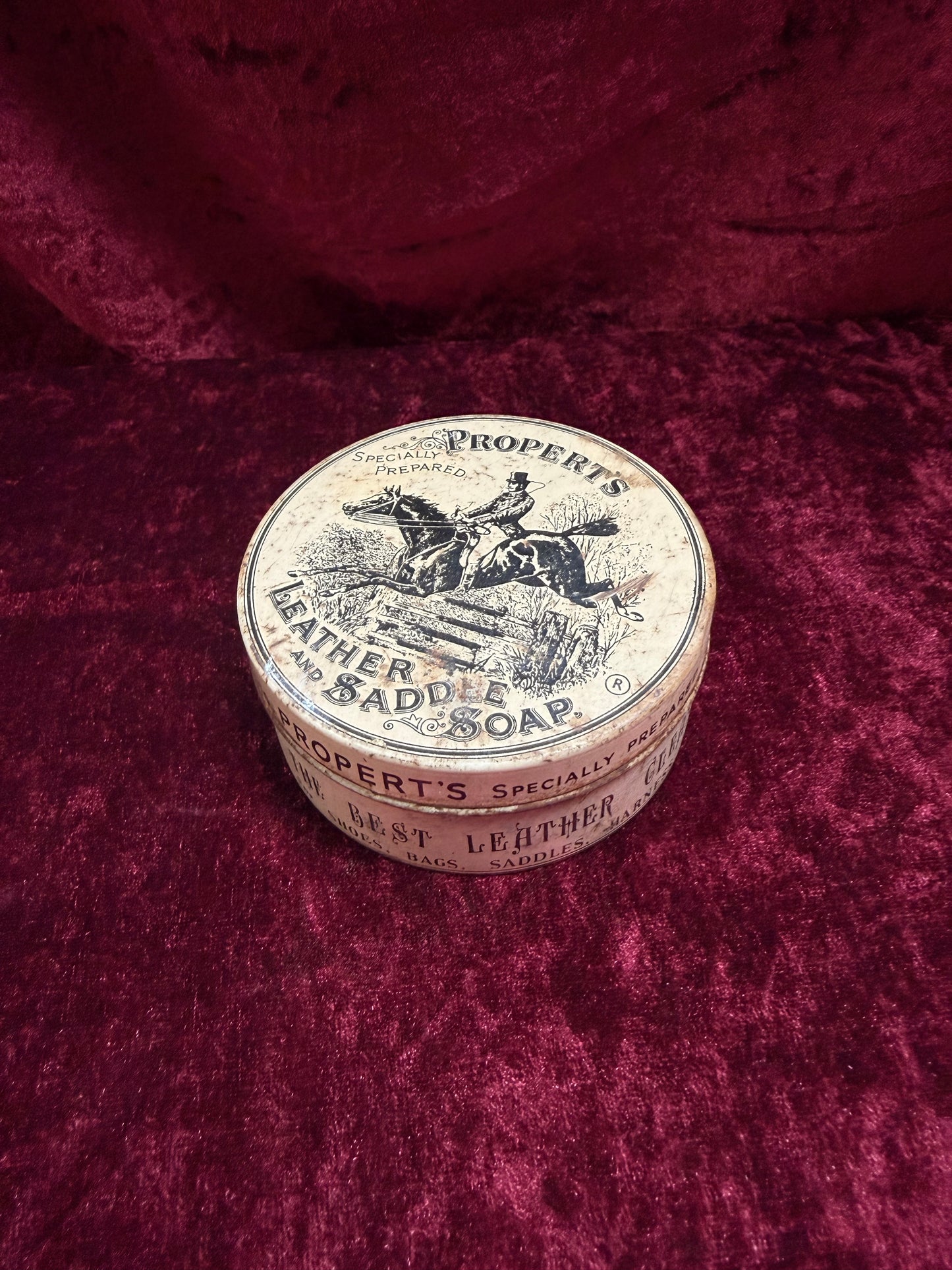 Vintage Medicine Cabinet - Metal Advertisement Tin - Propert’s Leather and Saddle Soap